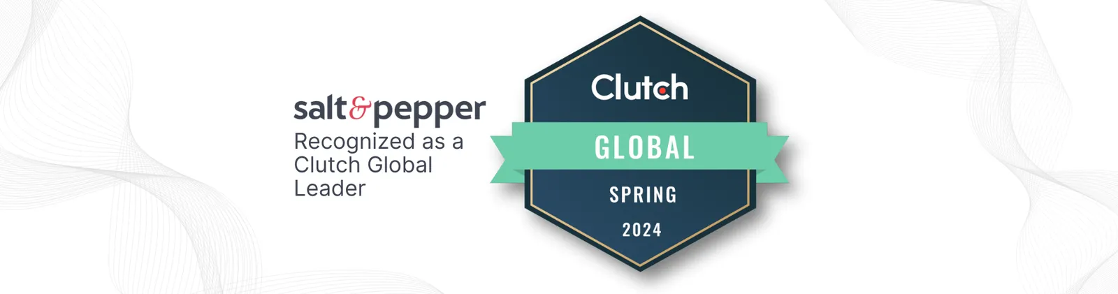 The Salt & Pepper logo and the words “Recognized as a Clutch Global Leader” beside the Clutch Global Spring 2024 badge.