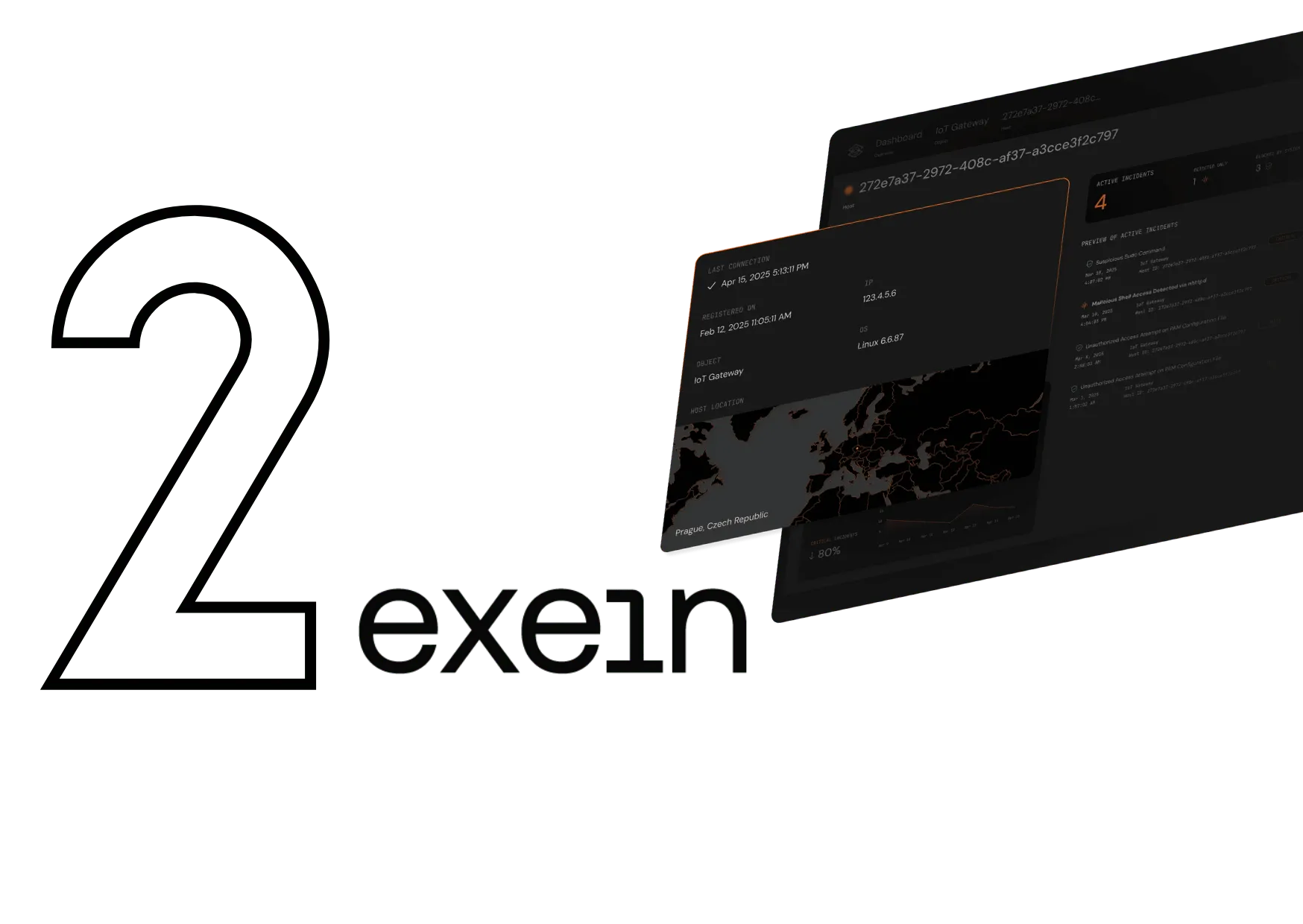 Number 2: Exein, beside its security platform on a dark screen.